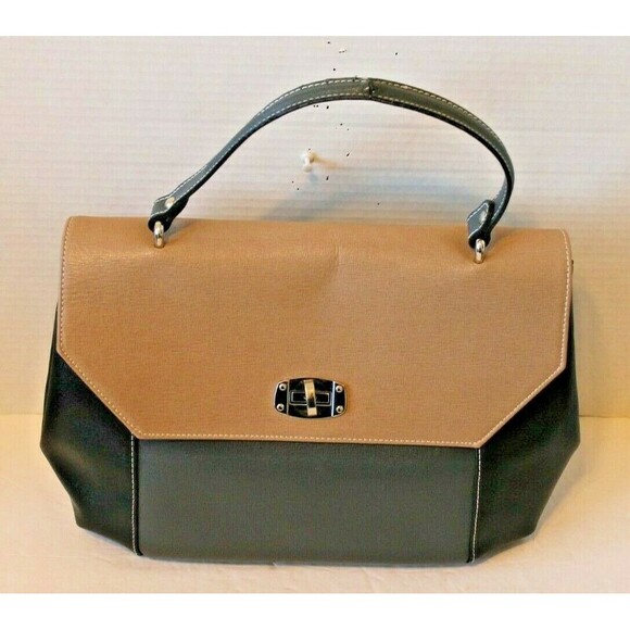 Carlo Pazolini Handbag Womens Purse Leather Black Tan Gray Made In Italy - Picture 1 of 7